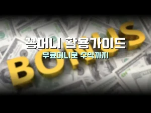 꽁머니-활용가이드,무료머니로 수익화 하기